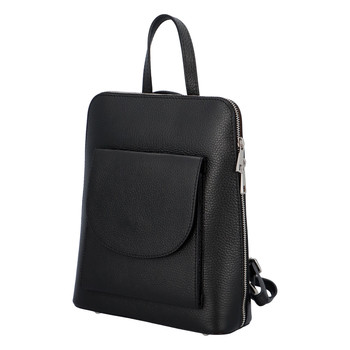 Dámsky kožený batôžtek kabelka čierny - ItalY Septends