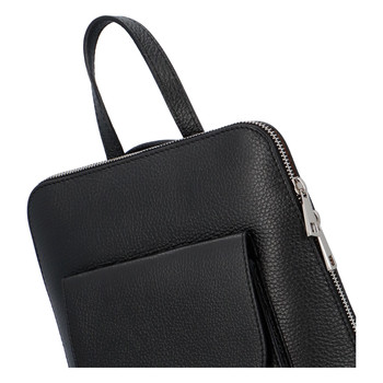 Dámsky kožený batôžtek kabelka čierny - ItalY Septends