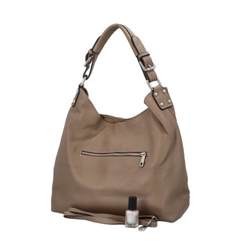 Dámska kožená kabelka tmavá taupe - ItalY Inpelle