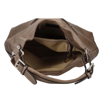 Dámska kožená kabelka tmavá taupe - ItalY Inpelle