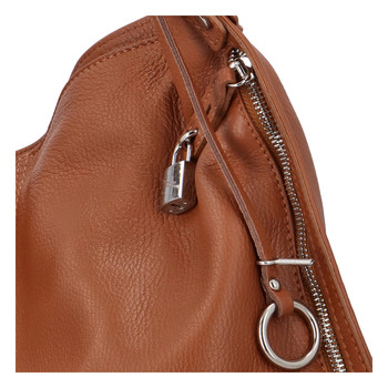 Veľká kožená dámska kabelka svetlo hnedá - ItalY Celinda Mat