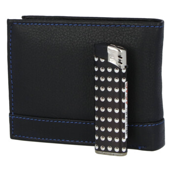 Pánska kožená peňaženka čierno/modrá - Bellugio Armen