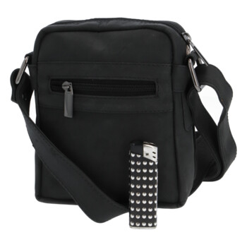 Pánska kožená crossbody taška čierna - Bellugio Narell