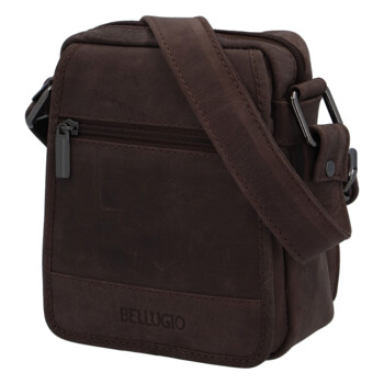 Pánska kožená crossbody taška tmavo hnedá - Bellugio Narell