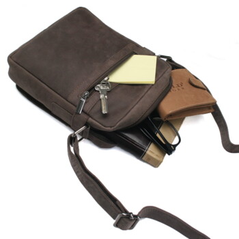 Pánska kožená crossbody taška hnedá - Bellugio Dagomal