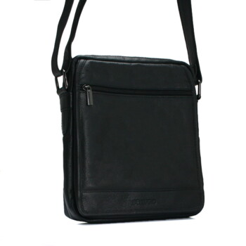 Pánska kožená crossbody taška čierna - Bellugio Hayes