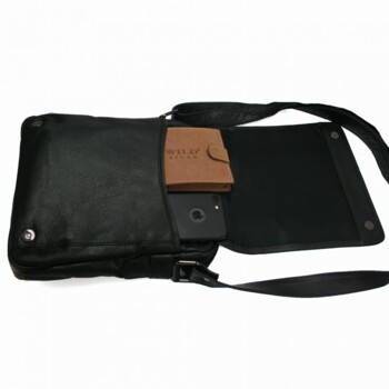 Pánska kožená crossbody taška čierna - Bellugio Hayes