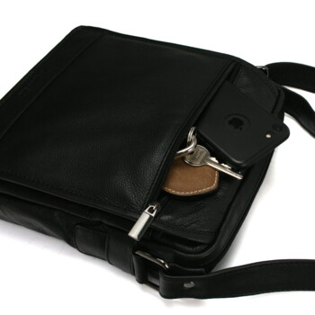 Pánska kožená crossbody taška čierna - Bellugio Hayes