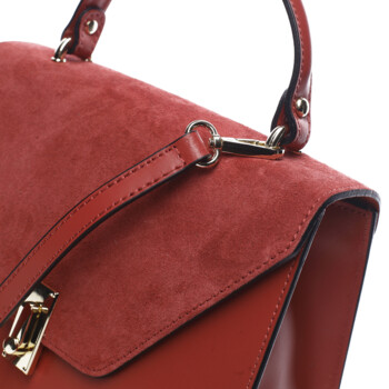 Dámska kožená kabelka do ruky červená - Delami Valeria