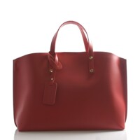 Dámska kožená kabelka do ruky červená - Delami Vera Pelle Lewinna