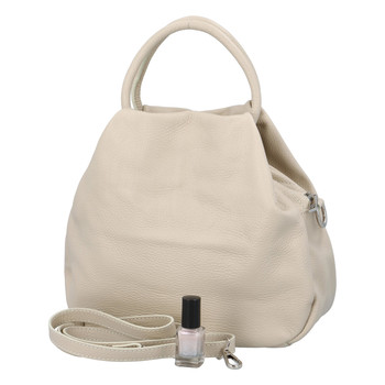 Dámska kožená kabelka do ruky béžová - ItalY Besnas