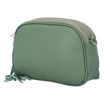 Dámska kožená crossbody kabelka šedozelená - ItalY Prianna