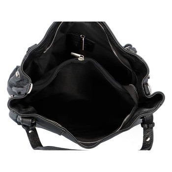 Dámska kožená kabelka cez plece čierna - ItalY Neprolis