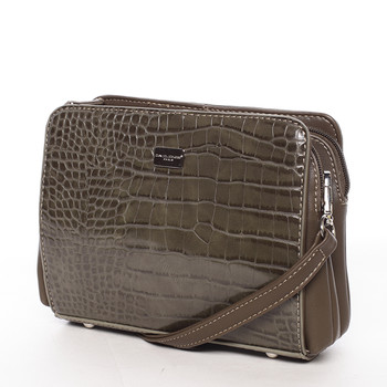 Dámska crossbody kabelka khaki s hadím vzorom - David Jones Snake