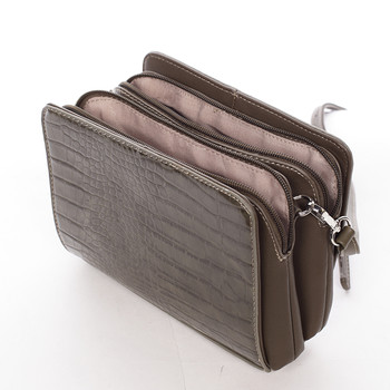 Dámska crossbody kabelka khaki s hadím vzorom - David Jones Snake