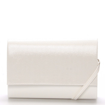 Štýlová dámska listová kabelka biela lesklá so vzorom - Delami Boston