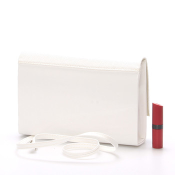 Štýlová dámska listová kabelka biela lesklá so vzorom - Delami Boston