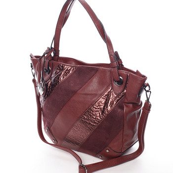 Dámska elegantná kabelka tmavo červená so vzorom - Maria C Eirene