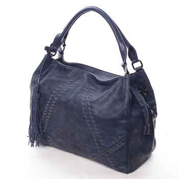 Tmavo modrá dámska kabelka s originálnym vzorom - MARIA C Glauce