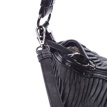 Zvrásnená mäkká čierna dámska kabelka cez rameno - MARIA C Elektra