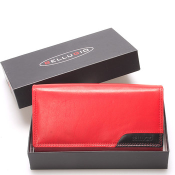 Veľká štýlová dámska kožená peňaženka červená - Bellugio Calixte