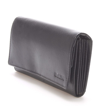 Dámska väčšia kožená čierna peňaženka - Ellina Damalis