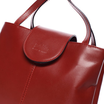Kožená dámska červená kabelka cez rameno - ItalY ZENN