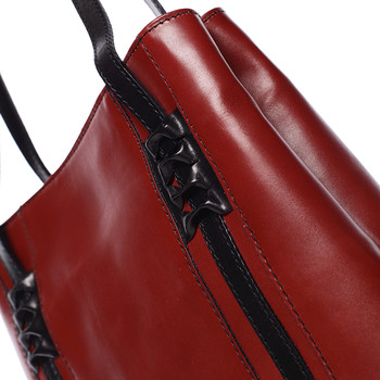 Červená kožená kabelka cez rameno - ItalY Zosimovi