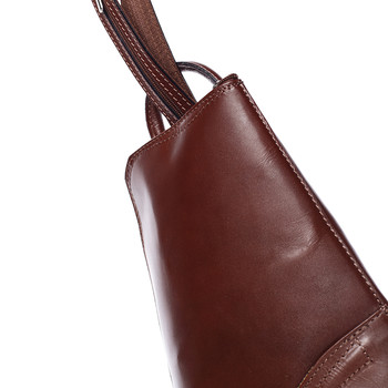 Dámsky originálny kožený hnedý batoh - ItalY Zenina