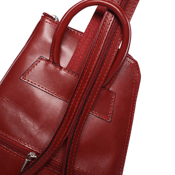 Dámsky originálny kožený červený batoh - ItalY Zenina