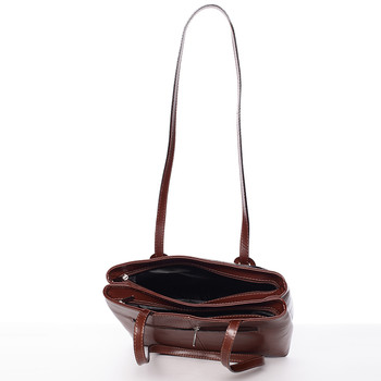 Hnedá kožená kabelka cez rameno - ItalY Yura