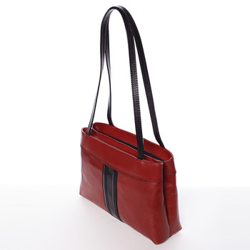 Červeno čierna stredne veľká kožená kabelka cez rameno - ItalY Zanthe