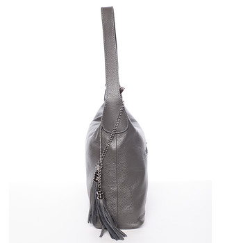 Módna kožená kabelka cez plece sivá - ItalY Georgine