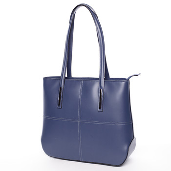 Moderná dámska kožená kabelka tmavo modrá - ItalY Adalicia