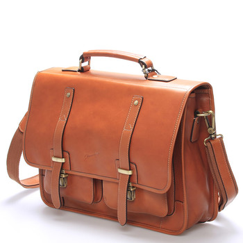 Luxusná kožená aktovka koňaková - Gerard Henon Harman