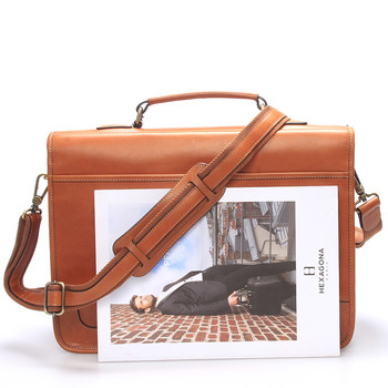 Luxusná kožená aktovka koňaková - Gerard Henon Harman