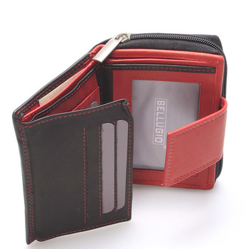 Dámska kožená peňaženka čierno červená - Bellugio Eurusie