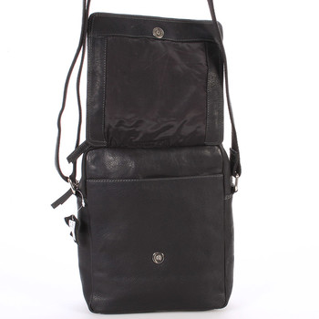 Čierna kožená pánska taška cez plece - Sendi Design Helio