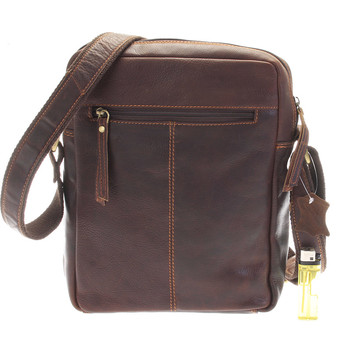 Hnedá kožená pánska taška cez plece - Sendi Design Helio