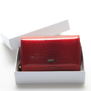Dámska módna kožená lakovaná peňaženka červená - LOREN Ianthe