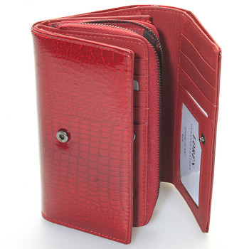 Dámska módna kožená lakovaná peňaženka červená - LOREN Ianthe