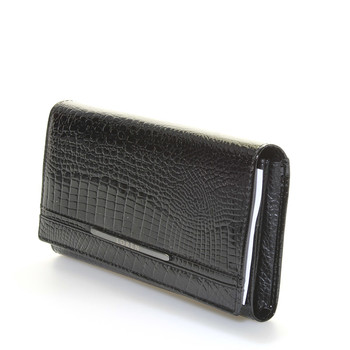 Dámska čierna luxusná kožená lakovaná peňaženka - LOREN Idola