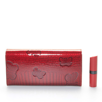 Dámska červená kožená lakovaná peňaženka - Lorenti hyadesi