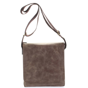 Svetlohnedá elegantná crossbody kožená taška - Delami 1172