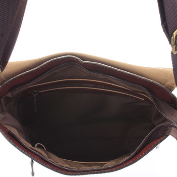 Hnedá elegantná crossbody kožená taška - Delami 1172