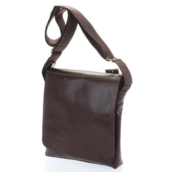 Tmavo hnedá elegantná crossbody kožená taška - Delami 1172