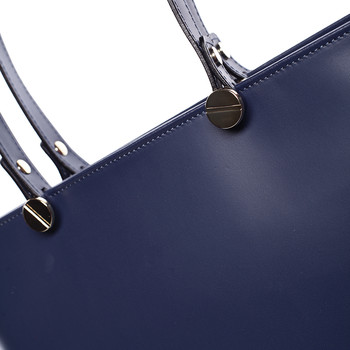 Dámska kožená kabelka tmavo modrá - ItalY Elza
