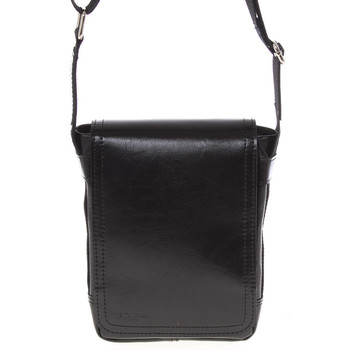 Čierna menšia kvalitná crossbody kožená taška - Delami 1181