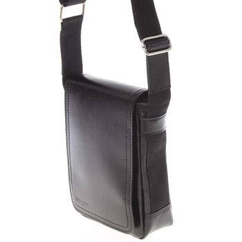 Čierna menšia kvalitná crossbody kožená taška - Delami 1181