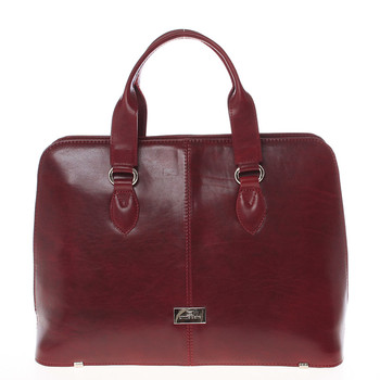 Pevná luxusná dámska vínová kožená aktovka - Annie Claire Boom